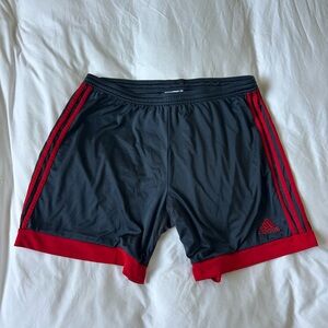 Adidas Men’s Athletic Soccer Shorts Gray Red Stripes Climacool | XL
